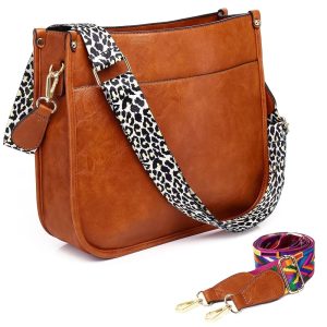 AUYOCO Ladies’s Vegan Leather-based Crossbody Bag with Guitar Strap, Zip Pocket Purse and Shoulder Bag