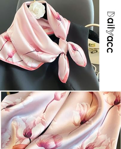 Dailyacc Ladies's Light-weight Silk Satin Hair Bandanas and Neck Scarves - Trendy Scarves for Sleeping and Purses