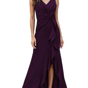 FQA Elegant Formal Night Attire for Ladies – Lengthy Horny V-Neck Sleeveless Cut up Wrap Promenade Gown for Events