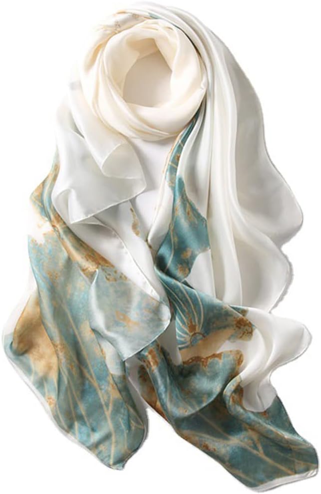 Girls’s Light-weight Lengthy Scarves – 100% Silk Really feel Style Scarves and Sunscreen Shawls